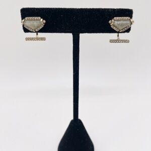 BaubleBar Rhinestone Embellished Geometric Stud Ear Jacket Gold Tone Earrings